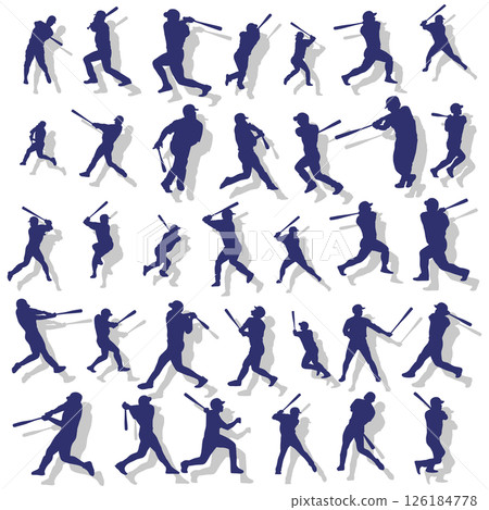 插畫素材：運動剪影集棒球 126184778