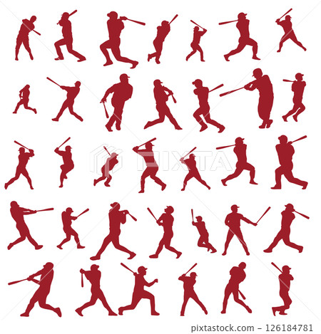 插畫素材：運動剪影集棒球 126184781