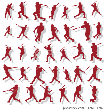 插畫素材：運動剪影集棒球 126184782