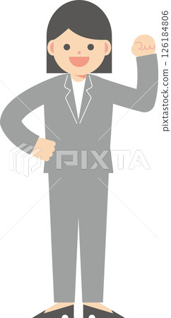 一位穿著西裝的女人舉起拳頭 一位穿著西裝的女人舉起拳頭 126184806