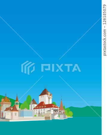 奧伯霍芬城堡,Schloss Oberhofen,圖恩湖,瑞士,春天的景色 奧伯霍芬城堡,Schloss Oberhofen,圖恩湖,瑞士,春天的景色 126185079