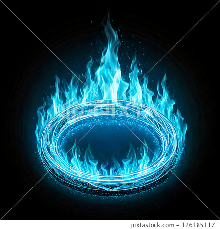 Magic circle with light blue flames 126185117