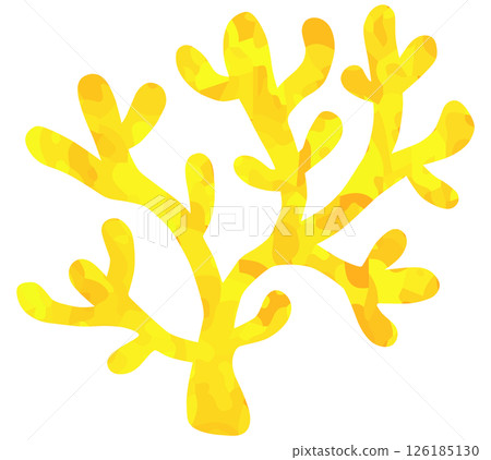 可愛的珊瑚插畫黃色向量素材 126185130