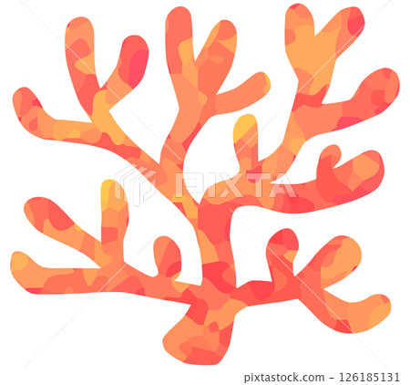 可愛的珊瑚插畫紅色向量素材 126185131