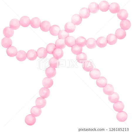 Pink Pearl Ribbon Bow Watercolor Vintage y2k Stlye Pink Pearl Ribbon Bow Watercolor Vintage y2k Stlye 126185213