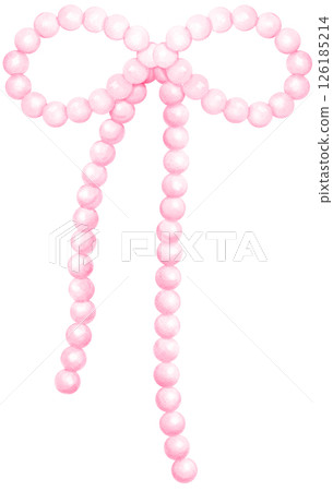 Cute Pink Pearl Ribbon Bow Watercolor Vintage y2k Stlye Cute Pink Pearl Ribbon Bow Watercolor Vintage y2k Stlye 126185214