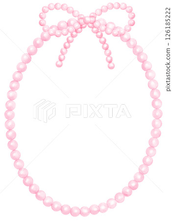 Playful Pink Pearl Frame Oval Shape with ribbon bow watercolor Playful Pink Pearl Frame Oval Shape with ribbon bow watercolor 126185222