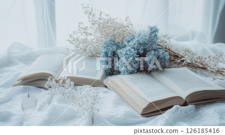 古董和藍色乾燥花（生成式人工智慧） 126185416