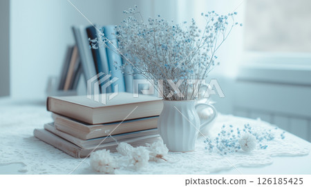 Antique goods and blue dried flowers (Generative AI) Antique goods and blue dried flowers (Generative AI) 126185425