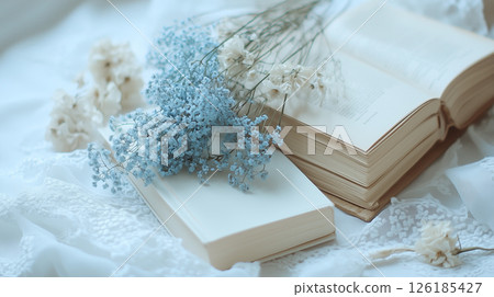 Antique goods and blue dried flowers (Generative AI) Antique goods and blue dried flowers (Generative AI) 126185427