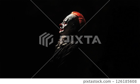 Clown, horror image, black background 126185608