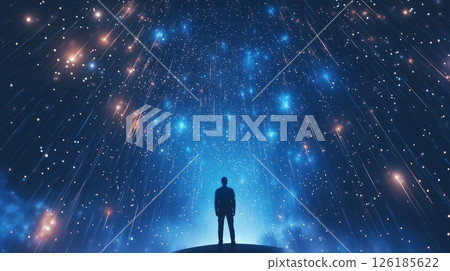 星空、流星和男人的圖像 126185622