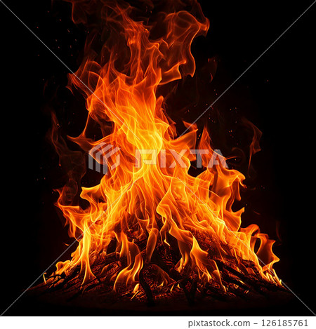 Bonfire flames lighting up the night 126185761