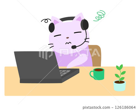 Cat tired from remote work No main line 126186064
