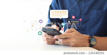 Businessman evaluate Service Quality for Business Rating. Businessman evaluate Service Quality for Business Rating. 126186501