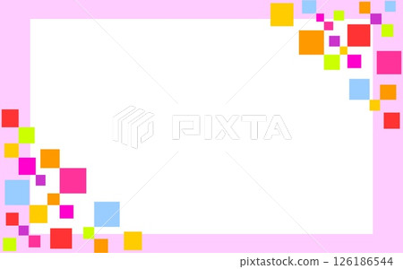 Geometric pattern frame, square, white space, pink 126186544