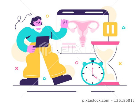 Vector Illustration of HRT or Hormone Replacement Therapy Acronym Featuring Hormone Medication and Medical Treatment in a Healthcare Background 126186815