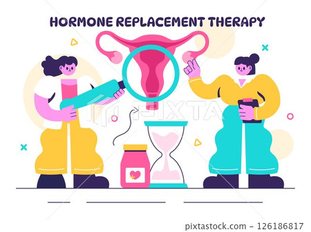 Vector Illustration of HRT or Hormone Replacement Therapy Acronym Featuring Hormone Medication and Medical Treatment in a Healthcare Background Vector Illustration of HRT or Hormone Replacement Therapy Acronym Featuring Hormone Medication and Medical Treatment in a Healthcare Background 126186817