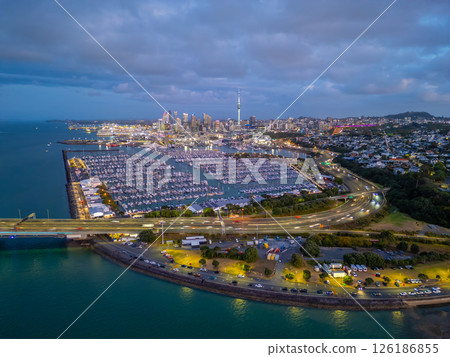 Aerial view of Auckland of New Zealand at night 126186855
