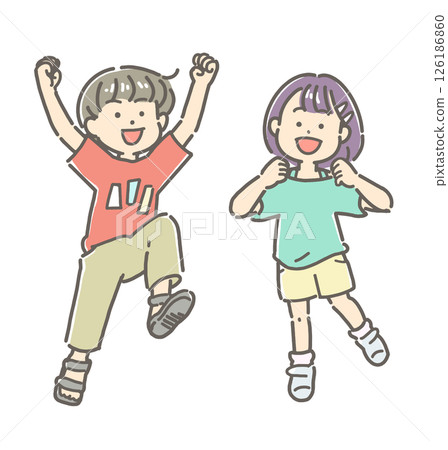 精力充沛的孩子們跳躍的插圖 126186860