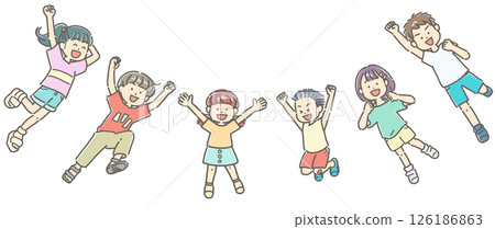 精力充沛的孩子們跳躍的插圖 126186863