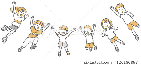 精力充沛的孩子們跳躍的插圖 126186868