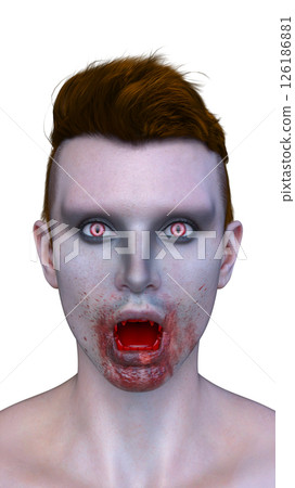 Male vampire face close up 126186881