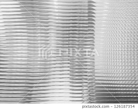 White Horizontal Glass Striped Wall Background with Reflection Hallway. White Horizontal Glass Striped Wall Background with Reflection Hallway. 126187354