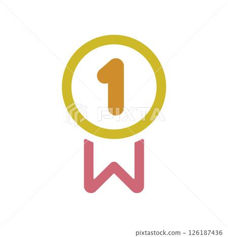數字 1 的獎牌圖示插圖 數字 1 的獎牌圖示插圖 126187436