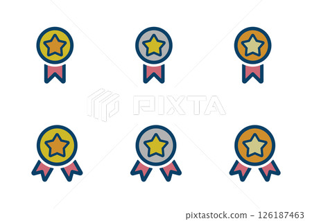 金牌、銀牌和銅牌圖示插畫集 126187463