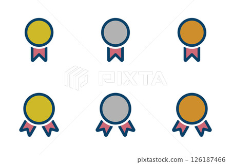 Gold, silver and bronze medal icon illustration set Gold, silver and bronze medal icon illustration set 126187466