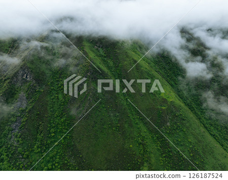 Aerial view of beautiful high altitude grassland mountain landscapeil Aerial view of beautiful high altitude grassland mountain landscapeil 126187524