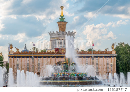 Stone Flower fountain and pavilion Ukraine in Exhibition of economic achievements, VDNKh, Moscow, Russia Stone Flower fountain and pavilion Ukraine in Exhibition of economic achievements, VDNKh, Moscow, Russia 126187747