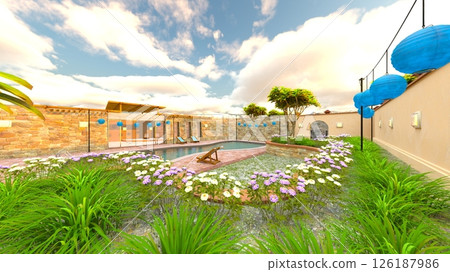 Outdoor spa 126187986