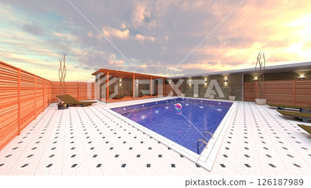 Outdoor spa 126187989