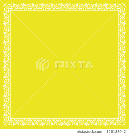 Decorative frame Elegant vector element for design in Eastern style, place for text. Floral yellow and white border. Lace illustration for invitations and greeting cards 126188042