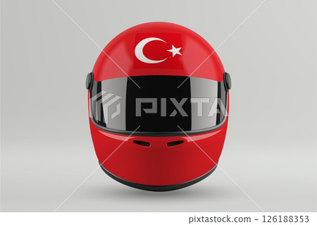 Front view of racing helmet featuring Turkey flag colors 126188353
