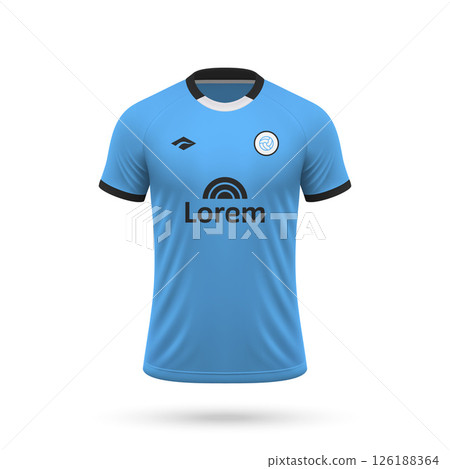 3d realistic soccer jersey in Belgrano style, football club shirt template 3d realistic soccer jersey in Belgrano style, football club shirt template 126188364
