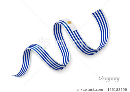 Uruguay flag ribbon waving national colors Uruguay flag ribbon waving national colors 126188506