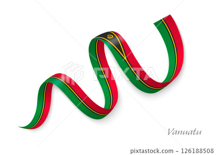 Vanuatu flag ribbon waving national colors 126188508