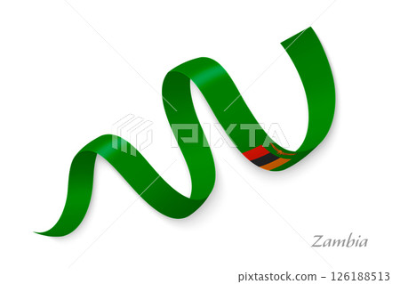 Zambia flag ribbon waving national colors 126188513