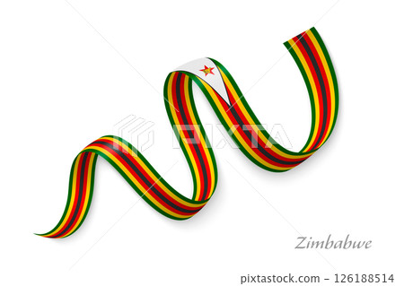 Zimbabwe flag ribbon waving national colors Zimbabwe flag ribbon waving national colors 126188514