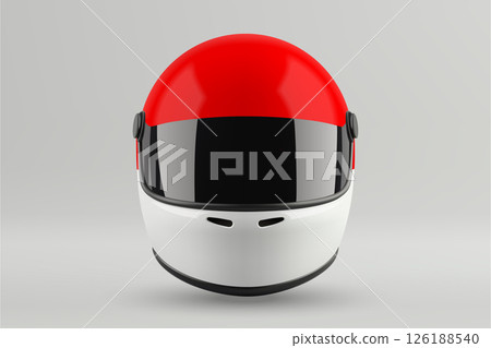 Front view of racing helmet featuring Indonesia flag colors 126188540