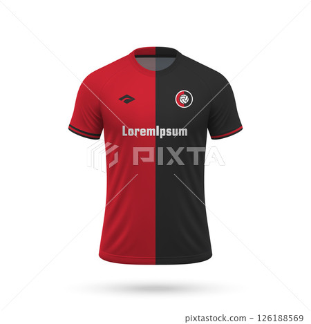 3d realistic soccer jersey in Newells Old Boys style, football club shirt template 126188569