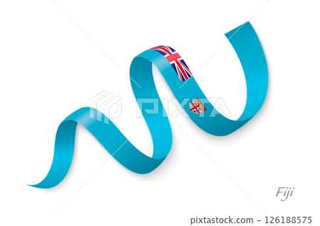 Fiji flag ribbon waving national colors Fiji flag ribbon waving national colors 126188575