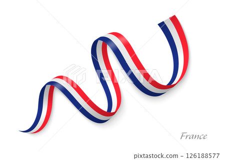 France flag ribbon waving national colors France flag ribbon waving national colors 126188577