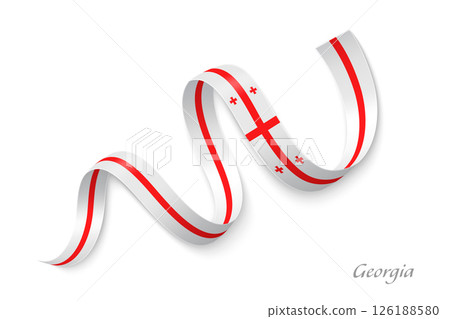 Georgia flag ribbon waving national colors 126188580