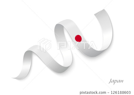 Japan flag ribbon waving national colors 126188603