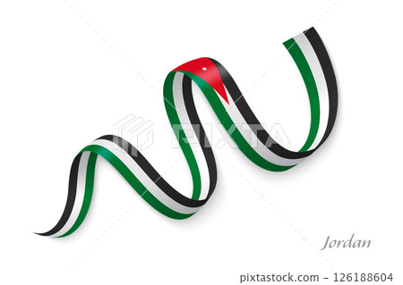 Jordan flag ribbon waving national colors Jordan flag ribbon waving national colors 126188604