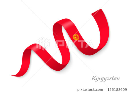 Kyrgyzstan flag ribbon waving national colors 126188609